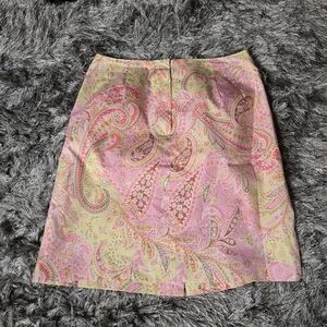 Talbots Pink and Yellow Paisley A-Line Skirt